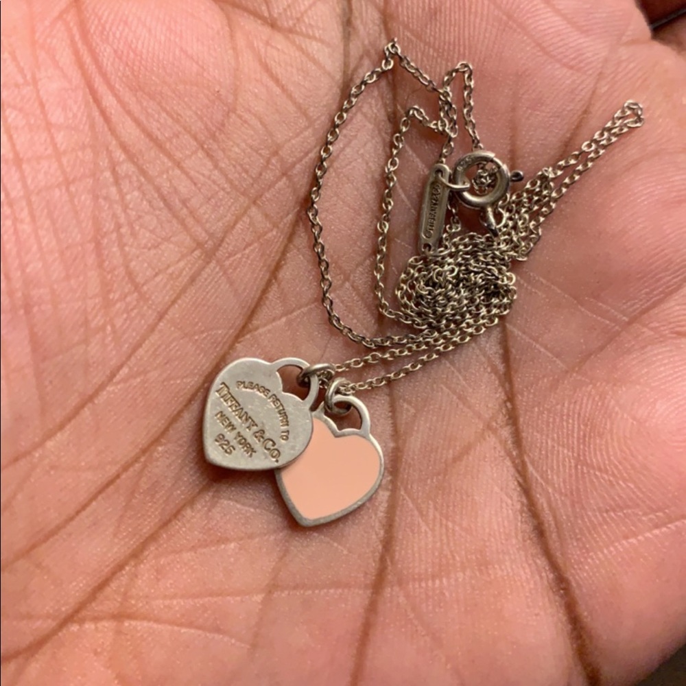 Tiffany & Co. Pink Double Heart Necklace